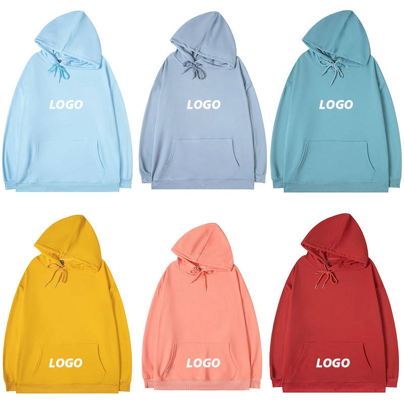 No MOQ Custom Logo Promotional Lightweight Unsex Plain Hoodie for Men and Women, 17 Colors Leisure Apparel Long Sleeve Pullover Sweatshirts & Top Manufacturer