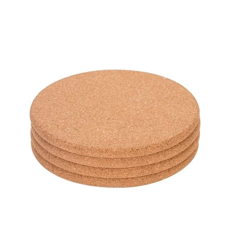 Promotional Gift High Quality Green Products and Health Wood Blank Cork Drink Coasters for Kitchenware 19cm Diam