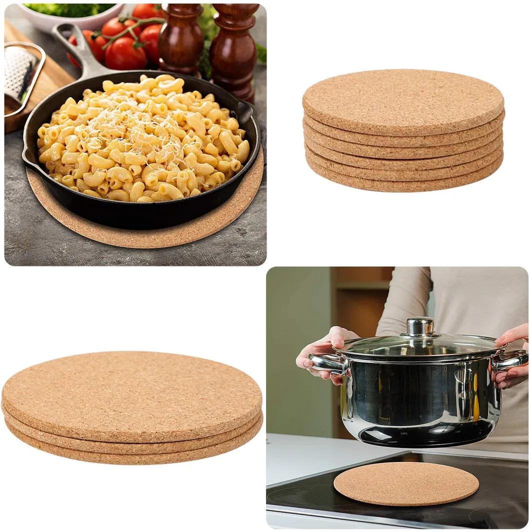 Promotional Gift High Quality Green Products and Health Wood Blank Cork Drink Coasters for Kitchenware 19cm Diam