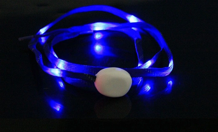 Custom Logo LED Glowing in The Dark Shoe Laces Flashing LED Party Shoelace for Promotion