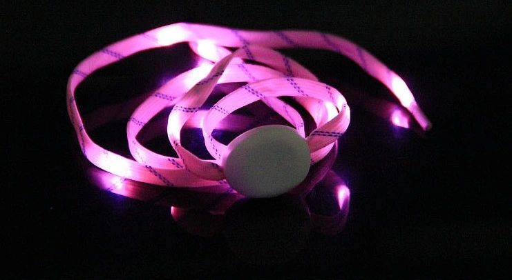 Custom Logo LED Glowing in The Dark Shoe Laces Flashing LED Party Shoelace for Promotion