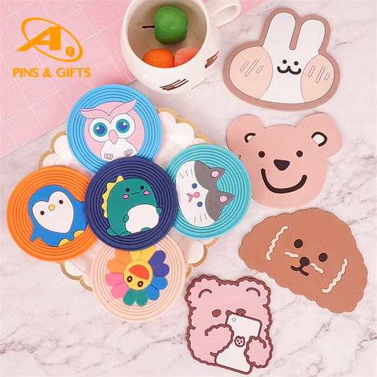 プロモーション工場カスタマイズされた高品質格安シリコーンゴム PVC 竹製品家庭用品用ドリンクカップコースター